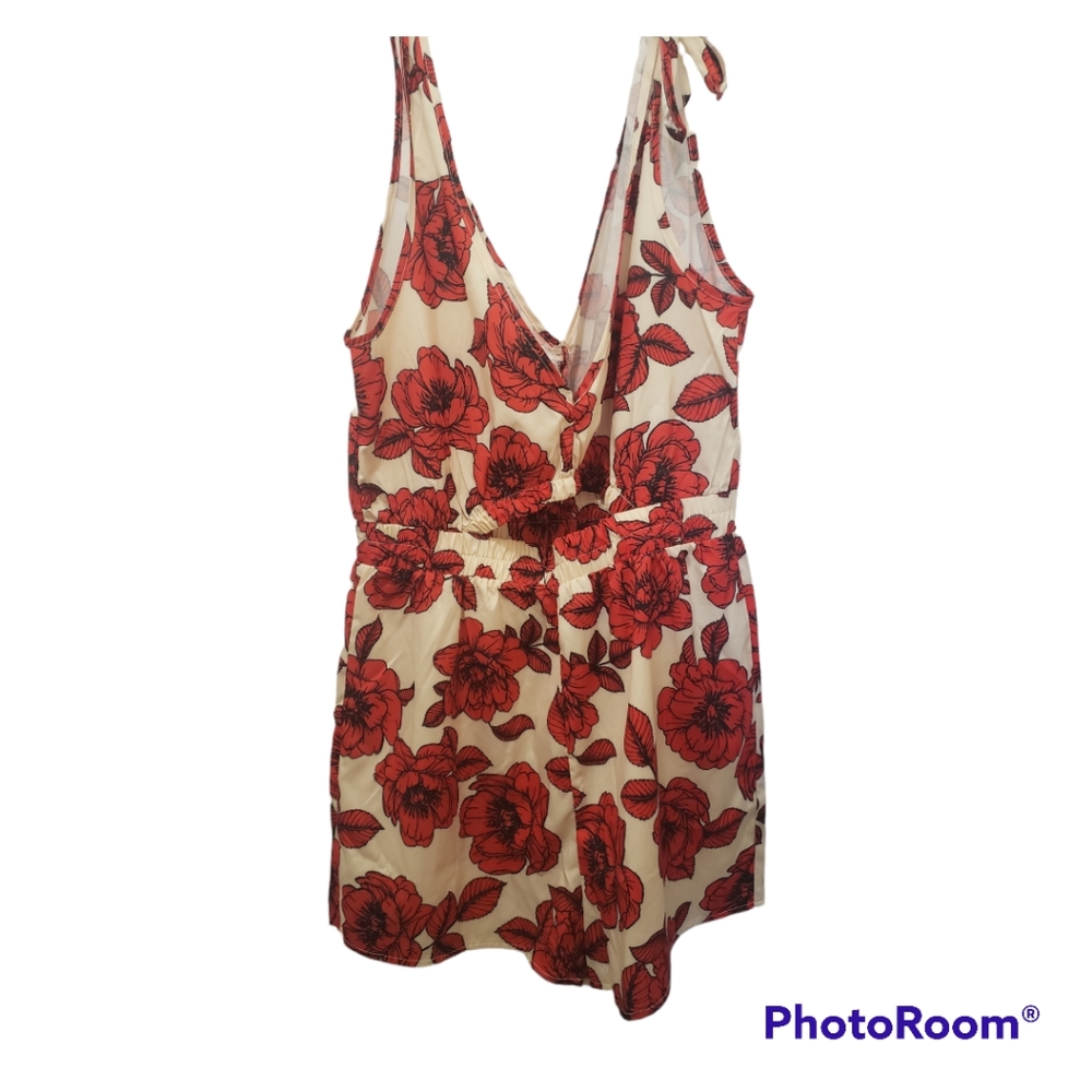 Shein Red flowered Romper
